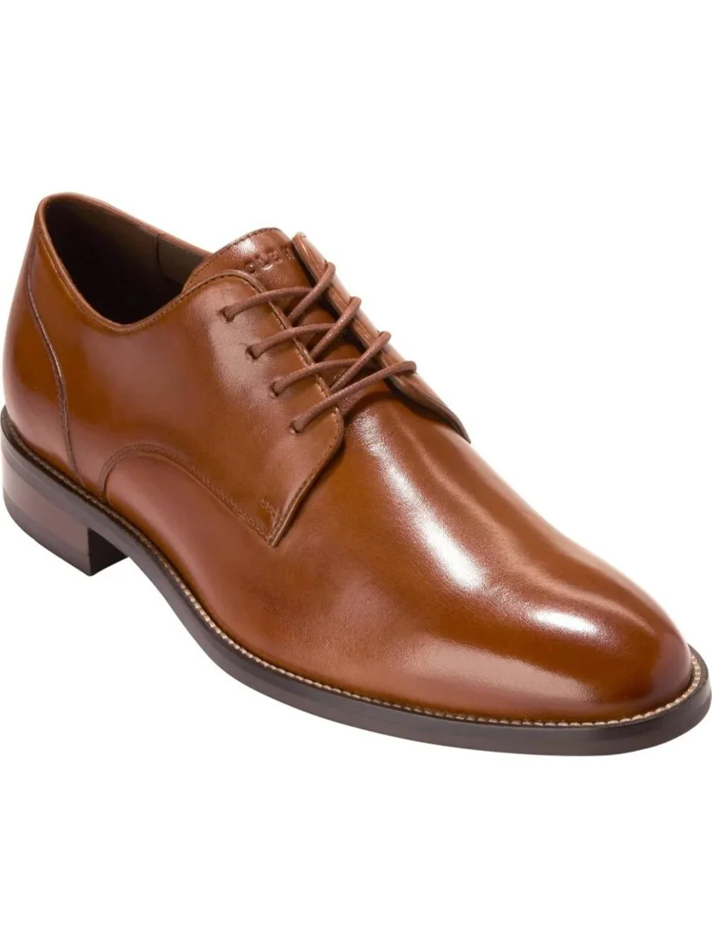 Men's Tan Leather Lenox Hill Cap Toe Low-top Formal Business Derby Oxford Shoes